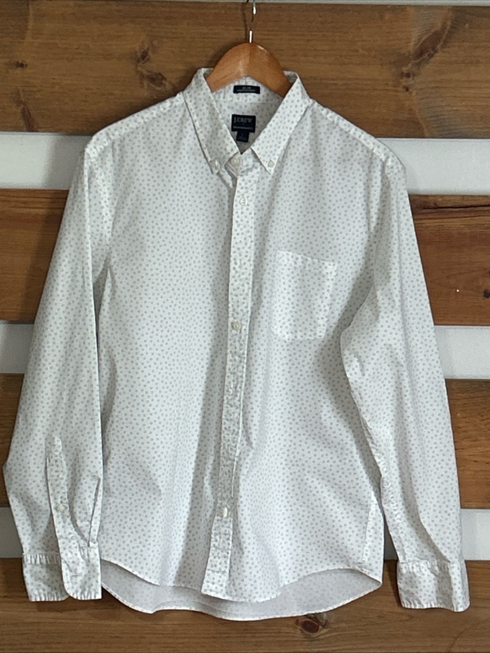 J.Crew Slim Untucked Men's Size Large White w/Blue Floral & Dots Details Preppy